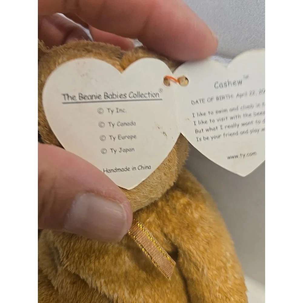 Ty Beanie Baby Cashew The Bear 2000‎ Brown Bear Plush Toy Doll with Tag